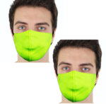 5бр. Маски за лице двупластови в електриково зелен цвят за многократна употреба