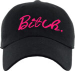 Унисекс черна шапка с козирка и щампа "Bitch."