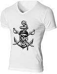 Мъжка бяла вталена тениска "Crawly" с щампа Pirate Skull