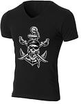 Мъжка черна вталена тениска "Crawly" с щампа Pirate Skull