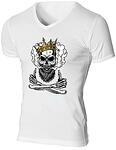 Мъжка бяла вталена тениска "Crawly" с щампа Vape Skull