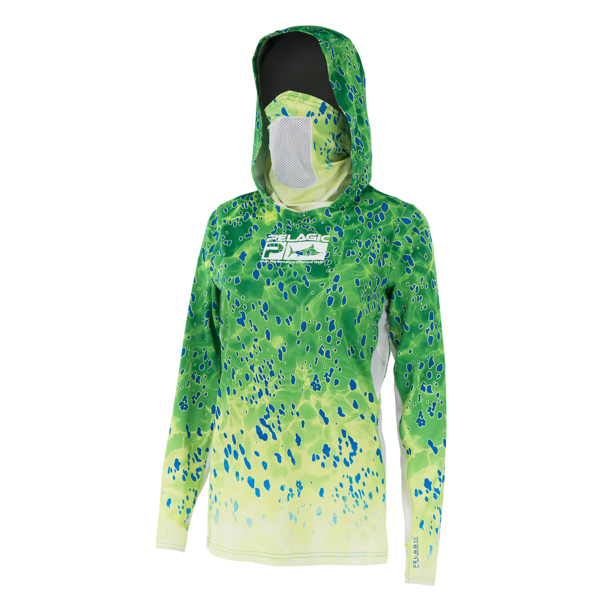 Дамска UV блуза с качулка и маска за лице PELAGIC UPF 50+ EXO-TECH HOODED FISHING SHIRT Green Dorado