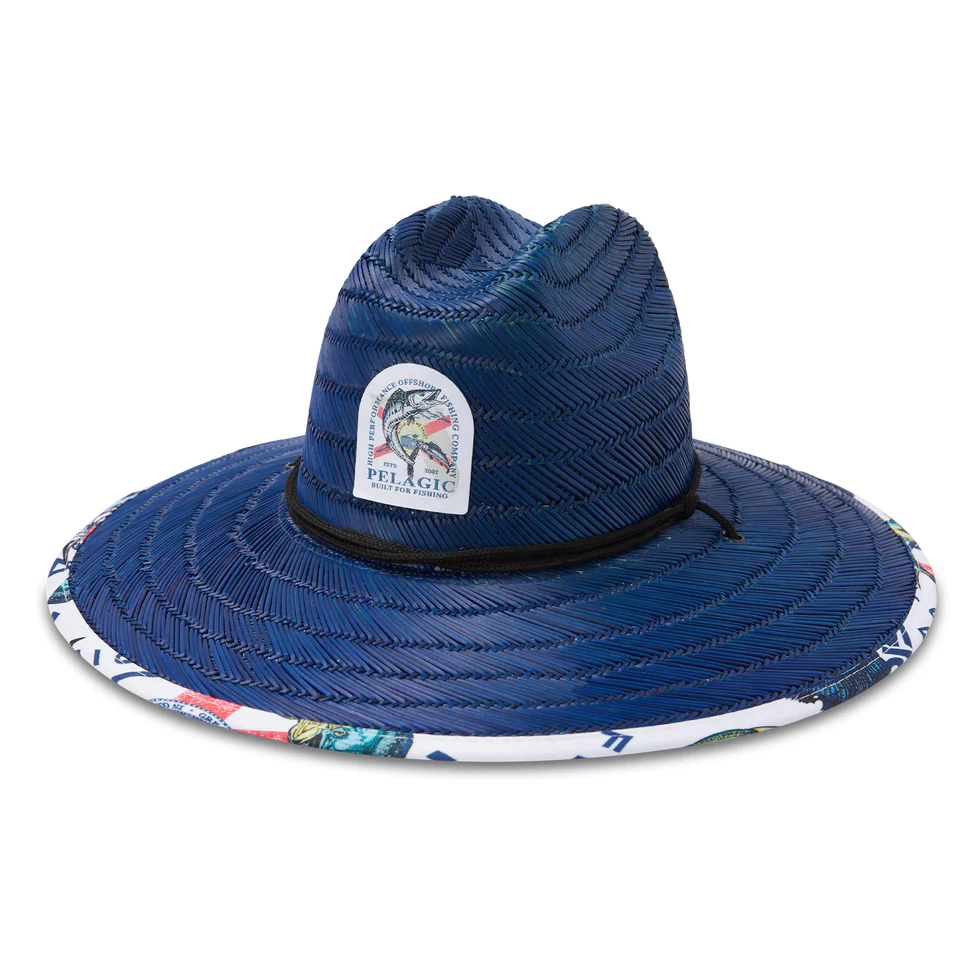 Сламена шапка с периферия PELAGIC BAJA STRAW HAT WAHOO FLORIDA NAVY