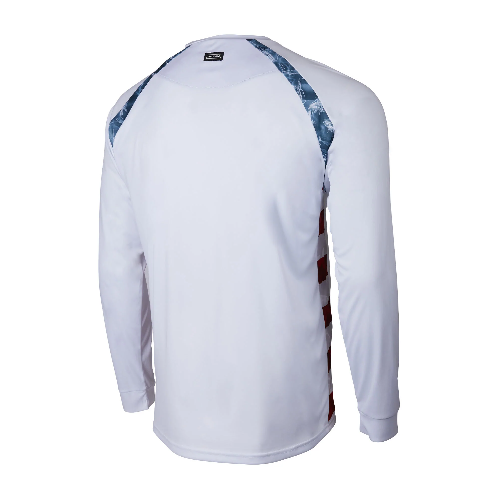 Тениска с дълъг ръкав UPF 50+ PELAGIC VAPORTEK SIDELINE AMERICANO LONG SLEEVE PERFORMANCE SHIRT White