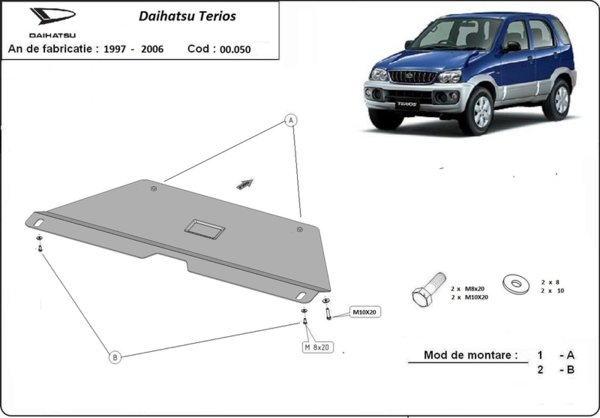 Метална кора под двигател и радиатор DAIHATSU TERIOS (J200/F700) от 2005