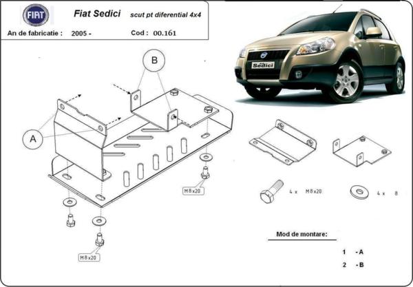 Метална кора под диференциал FIAT SEDICI от 2006