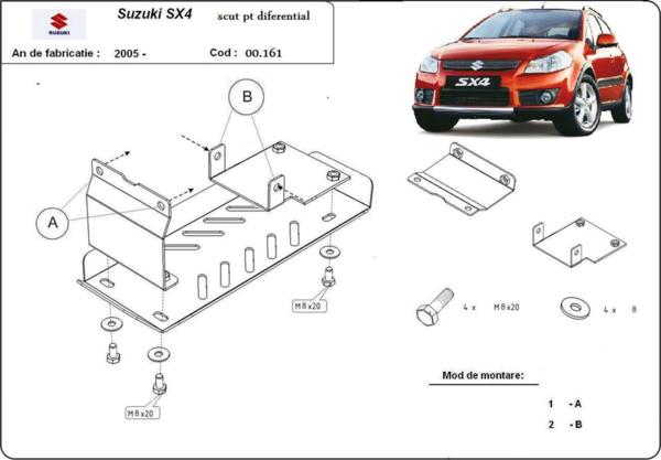 Метална кора под диференциал SUZUKI SX4 от 2005 до 2014
