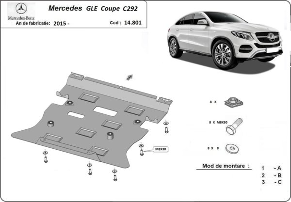 Метална кора под двигател и скоростна кутия MERCEDES GLE (C292) купе от 2015