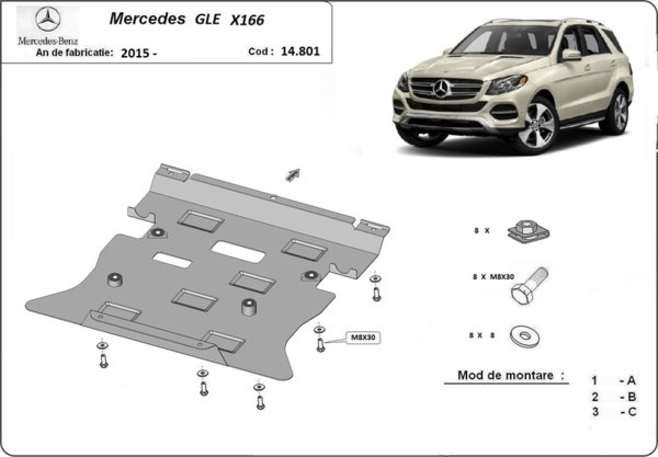 Метална кора под двигател и скоростна кутия MERCEDES GLE (W166) от 2015