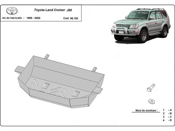 Метална кора под резервоар за TOYOTA LAND CRUISER (J90) от 1995 до 2002