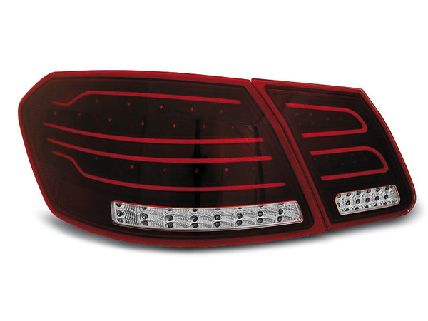 Тунинг LED стопове черно червено за Mercedes W212 E-класа 2009-2013 седан, версия с led мигачи във фабричните стопове