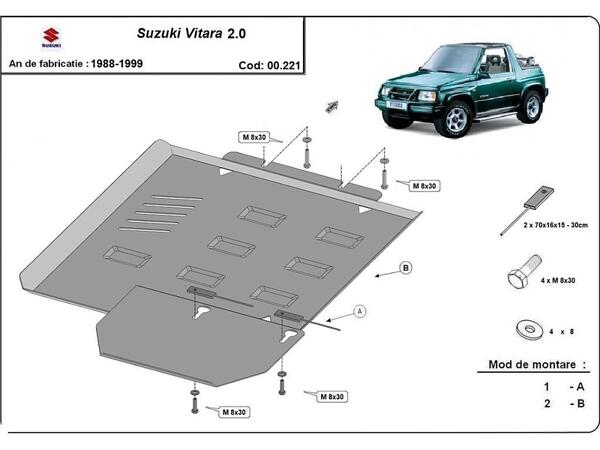 Метална кора под скоростна кутия и редуктор за SUZUKI VITARA (ET, TA) от 1989 до 1999