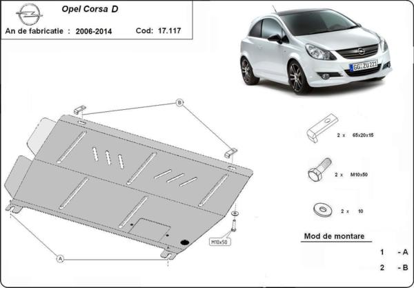 Метална кора под двигател и скоростна кутия OPEL CORSA D от 2011 до 2014