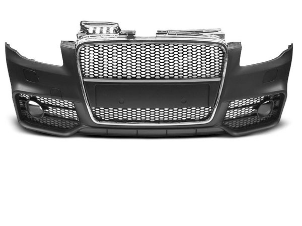 Тунинг броня предна черна с хром лайстна за AUDI A4 04-08 RS STYLE