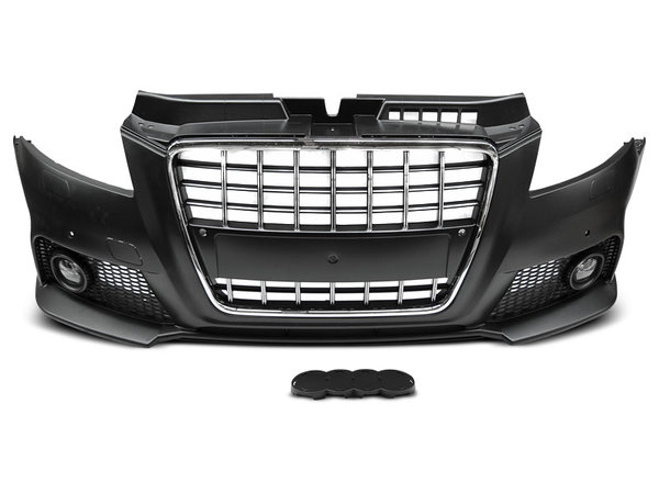 Тунинг броня предна черна с хром лайстна за AUDI A3 08-12 S8 STYLE CHROME BLACK PDC