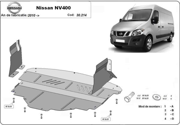 Метална кора под двигател и скоростна кутия NISSAN NV400 пътнически от 2011