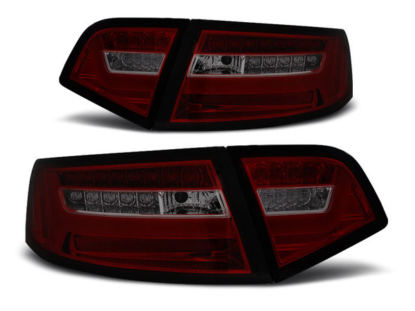 Тунинг стопове червено опушено с динамични мигачи и LED BAR за AUDI A6 08-11 SEDAN