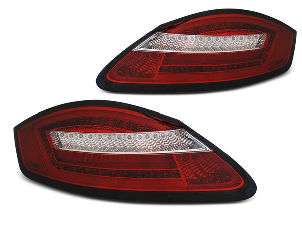 Тунинг LED стопове червено бели с динамични мигачи за PORSCHE BOXSTER 987 / CAYMAN 05-08