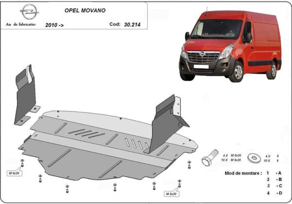 Метална кора под двигател и скоростна кутия OPEL MOVANO от 2010