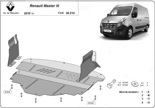 Метална кора под двигател и скоростна кутия RENAULT MASTER от 2010