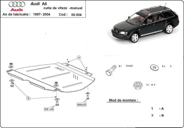 Метална кора под скоростна кутия AUDI A6 (4B2, C5) от 1997 до 2005