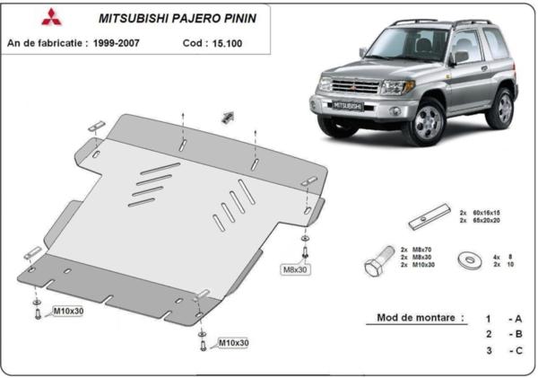Метална кора под двигател MITSUBISHI PAJERO от 2000 до 2006