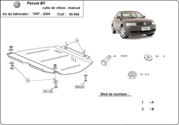 Метална кора под скоростна кутия VOLKSWAGEN PASSAT от 1997 до 2000