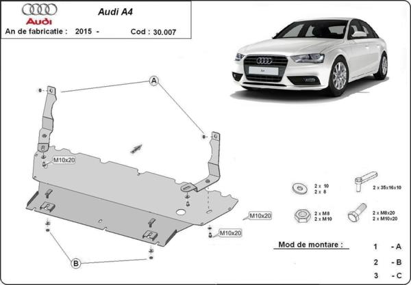 Метална кора под двигател AUDI A4 (8W, B9) от 2015