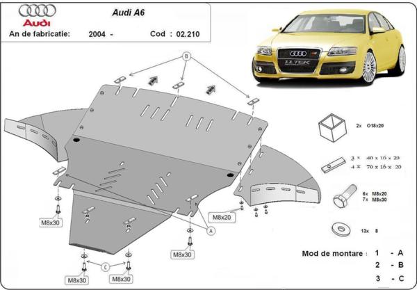 Метална кора под двигател и скоростна кутия AUDI A6 (4F2, C6) от 2004 до 2011