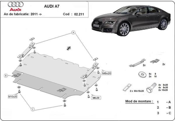 Метална кора под двигател и радиатор AUDI A7 Sportback (4GA, 4GF) от 2010
