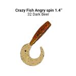 Силикон Crazy Fish "Angry Spin" 1.4 " 3.5 cm, 32 Dark Beer