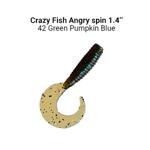 Силикон Crazy Fish "Angry Spin" 1.4 " 3.5 cm, 42 Green Pumpkin