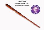 Силикон Crazy Fish Cruel Leech 13 cm - 8D Orange Coffee, 10 pcs