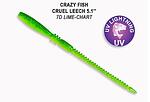 Силикон Crazy Fish Cruel Leech 13 cm - 7D Lime Chart, 10 pcs