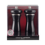 COLE&MASON Комплект мелнички за сол и пипер “SHERWOOD BLACK GLOSS“ - 16,5 см - цвят черен
