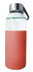 Стъклена бутилка Nerthus със силиконов протектор - 400 мл - червена