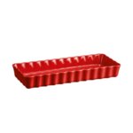Керамична правоъгълна форма за тарт плитка EMILE HENRY SLIM RECTANGULAR TART DISH - 36 х 15 см - цвят червен
