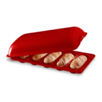 Керамична форма за печене на мини багети EMILE HENRY MINI BAGUETTE BAKER - 39 х 23 см - цвят червен