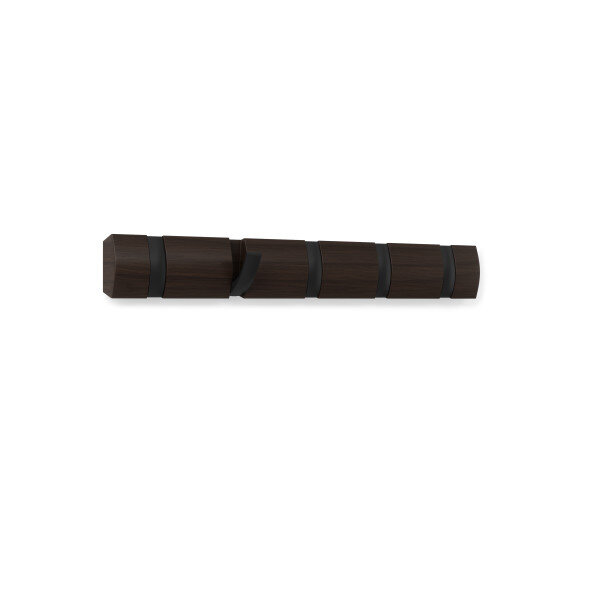 UMBRA Закачалка за стена с 5 бр. закачалки “FLIP“ - цвят черен/орех