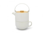 BREDEMEIJER  Керамичен сет за чай с филтър и бамбуков капак “Umea“ - бял - 0,5 л.