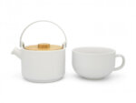 Бял керамичен сет за чай BREDEMEIJER UMEA с филтър и капак - 0,5 л