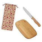 PEBBLY Комплект за колбаси - дъска, нож и торбичка за съхранение