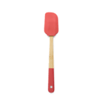 Силиконова червена шпатула PEBBLY с дръжка от бамбук - 28 см