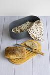 PEBBLY Кутия за хляб с дъска, нож и тобичка за хляб - тъмносива