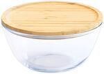 Стъклена купа PEBBLY с бамбуков капак - Ø19 х 11 см (1.6 л)