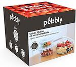 PEBBLY Сет от 3 бр. кръгли стъклени кутии за храна с различни размери - 400, 620, 950 мл.