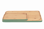 Комплект от 2 бр. бамбукови дъски за рязане PEBBLY със зелен кант
