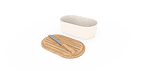 PEBBLY Кутия за хляб с дъска, нож и тобичка за хляб - крем