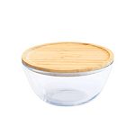 Стъклена купа PEBBLY с бамбуков капак - Ø23 х 12 см (2,6 л)