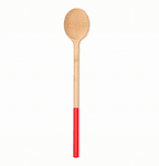 Дълга бамбукова готварска лъжица PEBBLY с червен елемент на дръжката - 38 см